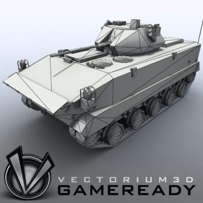 3D Model of Game-ready model of modern Chinese airborne fighting vehicle ZLC2000 with two RGB textures: 1024x1024 for AFV and 1024x512 for track and wheels. - 3D Render 7